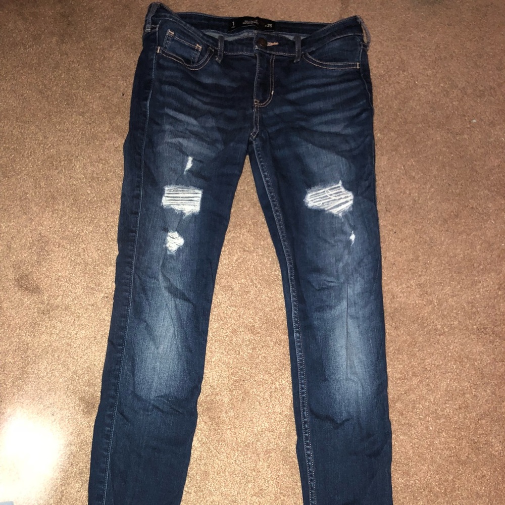 Hollister dark wash jeans with rips